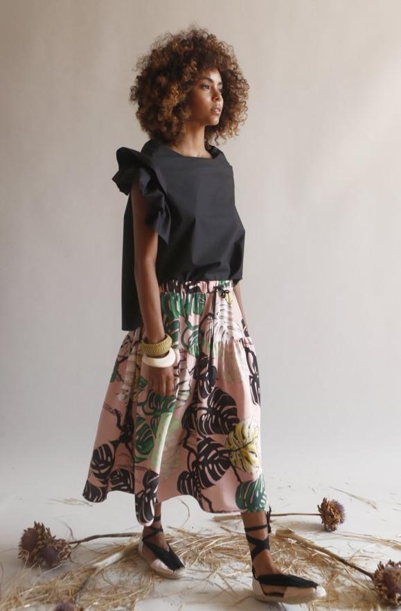 Black Leafy Skirt