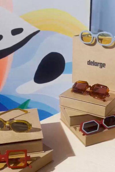 DELARGE sunglasses displayed on table colourfully.
