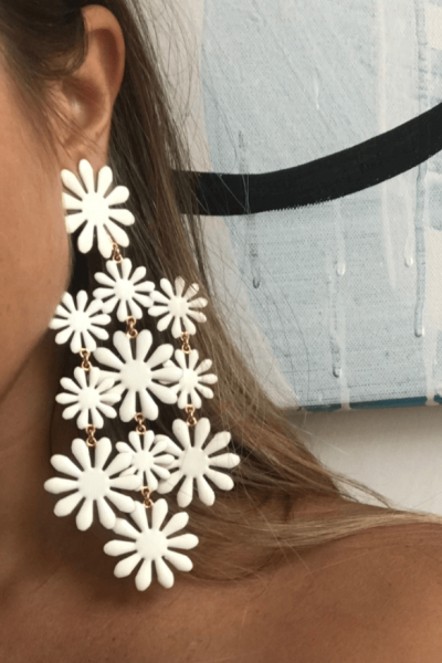 Jessica K white flower earrings.