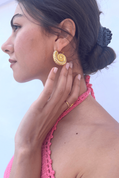 Jessica K gold shell earrings.
